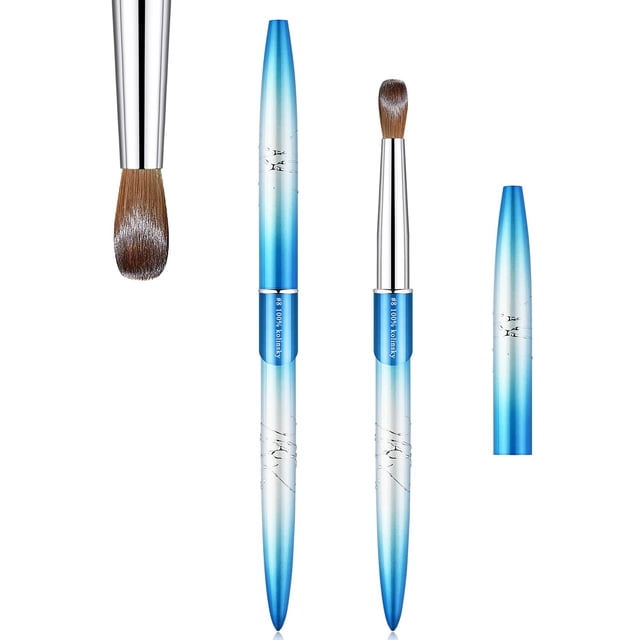 100% Pure Kolinsky Acrylic Nail Brush Pincel para Uñas de Acrílico de Forma Redonda Ovalada con Mango de Metal Nail Art Brush Pincel Profesional para Uñas para Nail Te