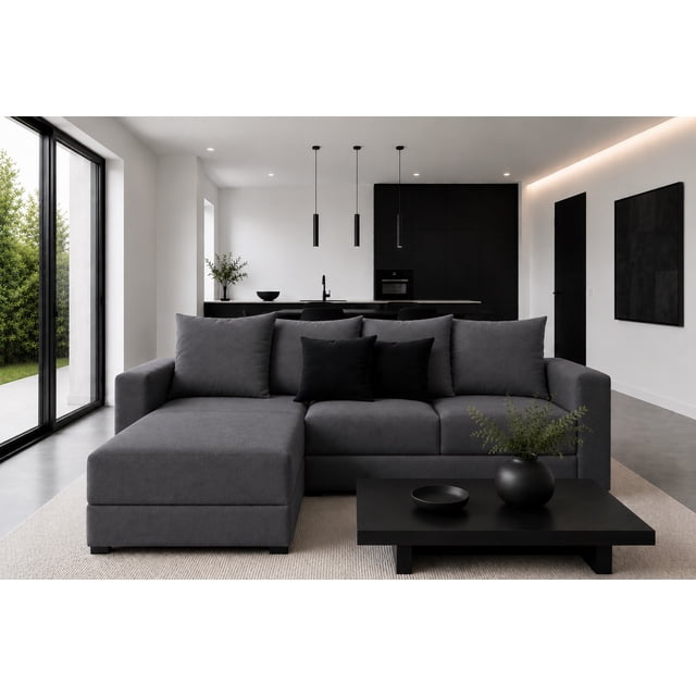 Sala Esquinera Modular El Bazar Store Lombar Gris Oxford Tela lino nacional 220x160 cm EL BAZAR STORE Lombar/Moderno/esquinera