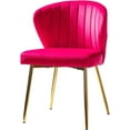 thumbnail image 3 of Velvet Dining Chairs Set of 2, Modern Upholstered Side Chair with Golden Legs, Small Cute Armless Accent Chair for Living Room, Kitchen, Bedroom, Beauty Room/Fuchsia, 3 of 8