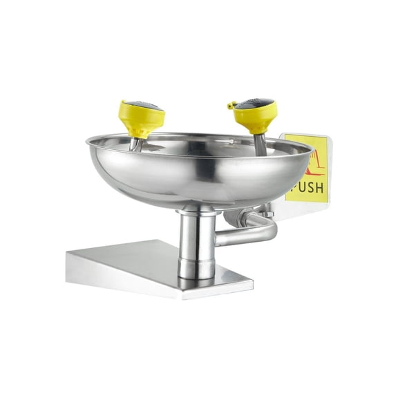 Emergency Eye Wash Station, Stainless Steel Wall-Mounted Eyewash Unit, First Aid Eye Wash Sink 16.14 x 12.99 x 9.45 Inches, Ideal for Laboratories, Factories, Schools, Construction Sites