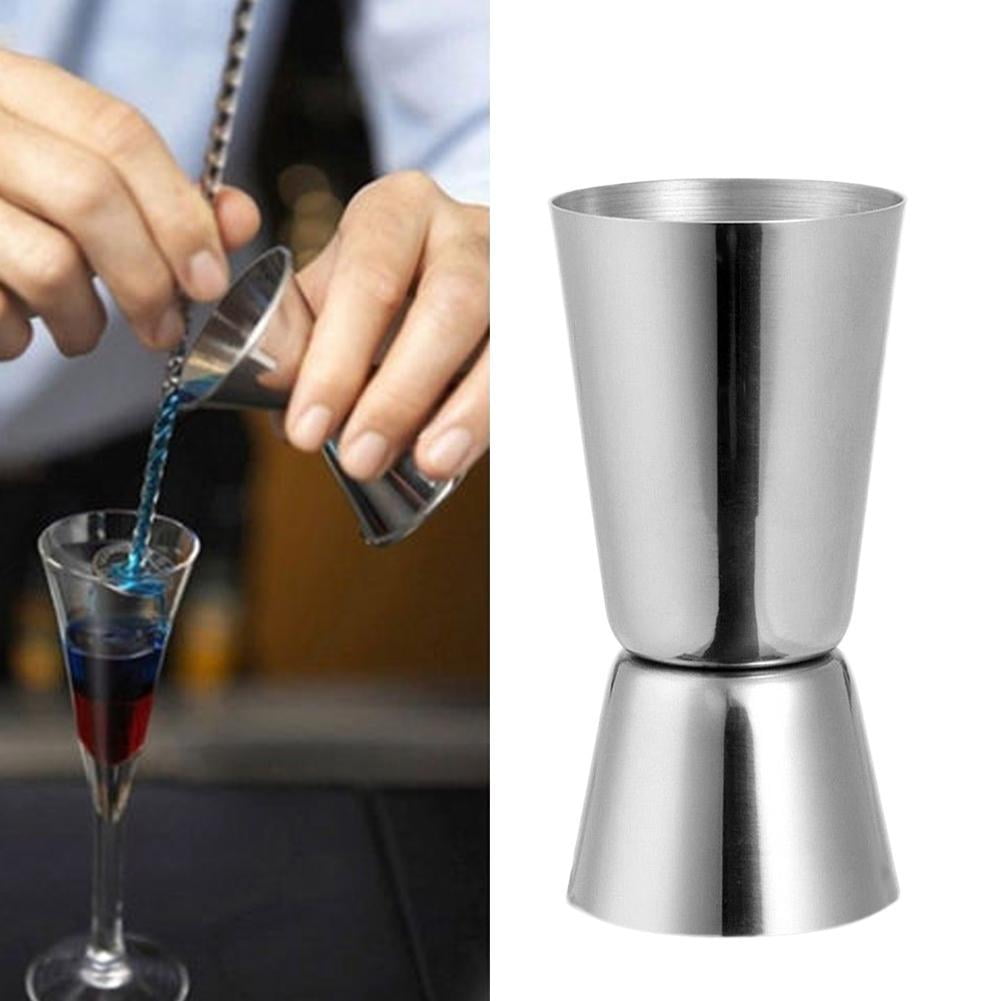 PHILORN 2 Set Double Jigger 0.5 & 1 oz 304 Stainless Steel with Recipe 15ml  & 30ml Measuring Cup Measure Liquor Quickly Accurately Cocktail Jigger
