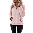 thumbnail image 2 of JUUNthy Women Fleece Jacket, Zip Up Stand Collar Soft Fuzzy Winter Warm Outerwear Coat with Pockets White 2XL, 2 of 13