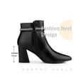 thumbnail image 5 of BLISSFUL STEP Women's Ankle Boots Rhinestone Bow Chunky Heel Pointed Toe Side Zip Boots Black 6, 5 of 7