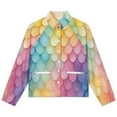 thumbnail image 4 of Jackets for Women Winter Coat Jackets Flannel Stand Collar Jacket(Rainbow Mermaid Scales,Size:S-4XL), 4 of 7