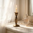 thumbnail image 4 of Vintage French Floral Candlestick Holder 5.31IN Antique Bronze Resin Taper Candle Holder Farmhouse Tabletop Decor for Dining Room Halloween Wedding Party, 4 of 6