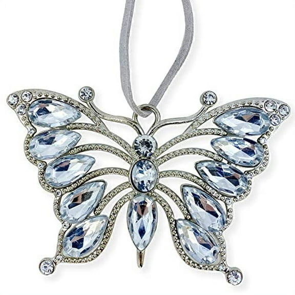 Crystal Butterfly Ornament for Christmas Tree or Hanging Décor, 3.75 x 2.5