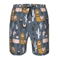 thumbnail image 4 of Kdxio Llama and Cactus Pattern Mens Casual Shorts - Drawstring Summer Beach Sports Shorts for Men, 4 of 9