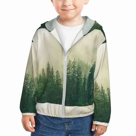 

Lukts Fog Forest Print Children s Long-Sleeved Sun Protection Clothing Hooded Sweatshirts for Boys and Girls Outdoor Sports-3 Years