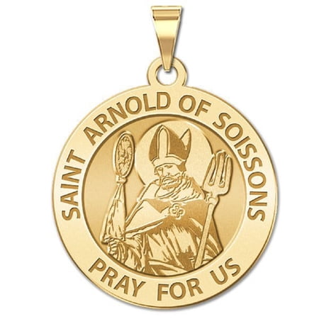 Picturesongold.Com Saint Arnold Soissons Religious Necklace Pendants Adult-3/4 Nickel 14K Yellow Gold