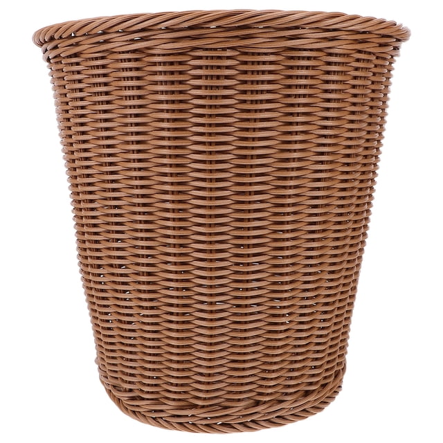 Papelera de imitación de ratán - Cesto de basura de mimbre tejido a mano - Cubo de basura - Cesto de basura de plástico para cocina, baño y casa de campo