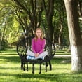 thumbnail image 3 of Hammock Chair, Outdoor Macrame Swing Chair w/Backrest & Metal Hoops, Cotton Rope Handwoven Hanging Chair for Bedroom, Balcony, Backyard & Garden, 330LBS Capacity, 3 of 8