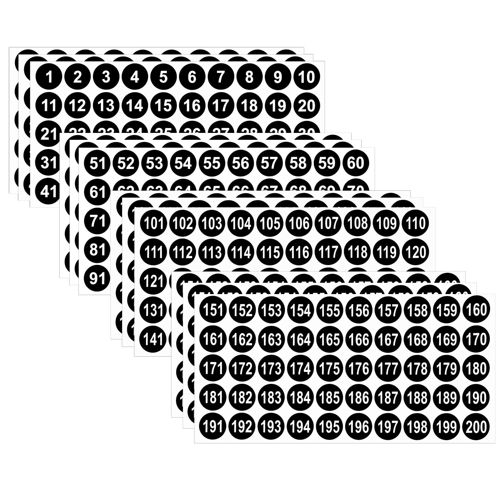 Yaoping 6 Sheets Vinyl Consecutive Number Stickers, Black Self Adhesive Premium Decal, Waterproof Number Labels for Organizing, Boxes, Toolbox, ...