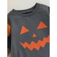 thumbnail image 3 of Bmnmsl Baby Halloween Romper Plaid Long Sleeve Round Neck Pumpkin Face Print Bodysuit, 3 of 7