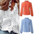 thumbnail image 3 of Womens Summer Tops Long Sleeve Ruffle V Neck Blouses Shirts for Work Business Casual T Shirts, 3 of 5
