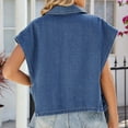 thumbnail image 4 of Women's Lapel Denim Vest Casual Loose Fit Button Down Jean Vest Tops Sleeveless Business Work Jean Waistcoat, 4 of 8