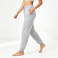 thumbnail image 4 of Women's Tapered Joggers with Pockets High Waist Elastic Drawstring Sweatpants, Ribbed Ankle Cuffs Casual Pants,XL, 4 of 7