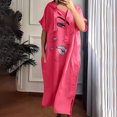 thumbnail image 1 of LOVZFMLL Mode Robe à Manches Courtes Col en V pour Femmes Printemps/été Rose 2TG, 1 of 6