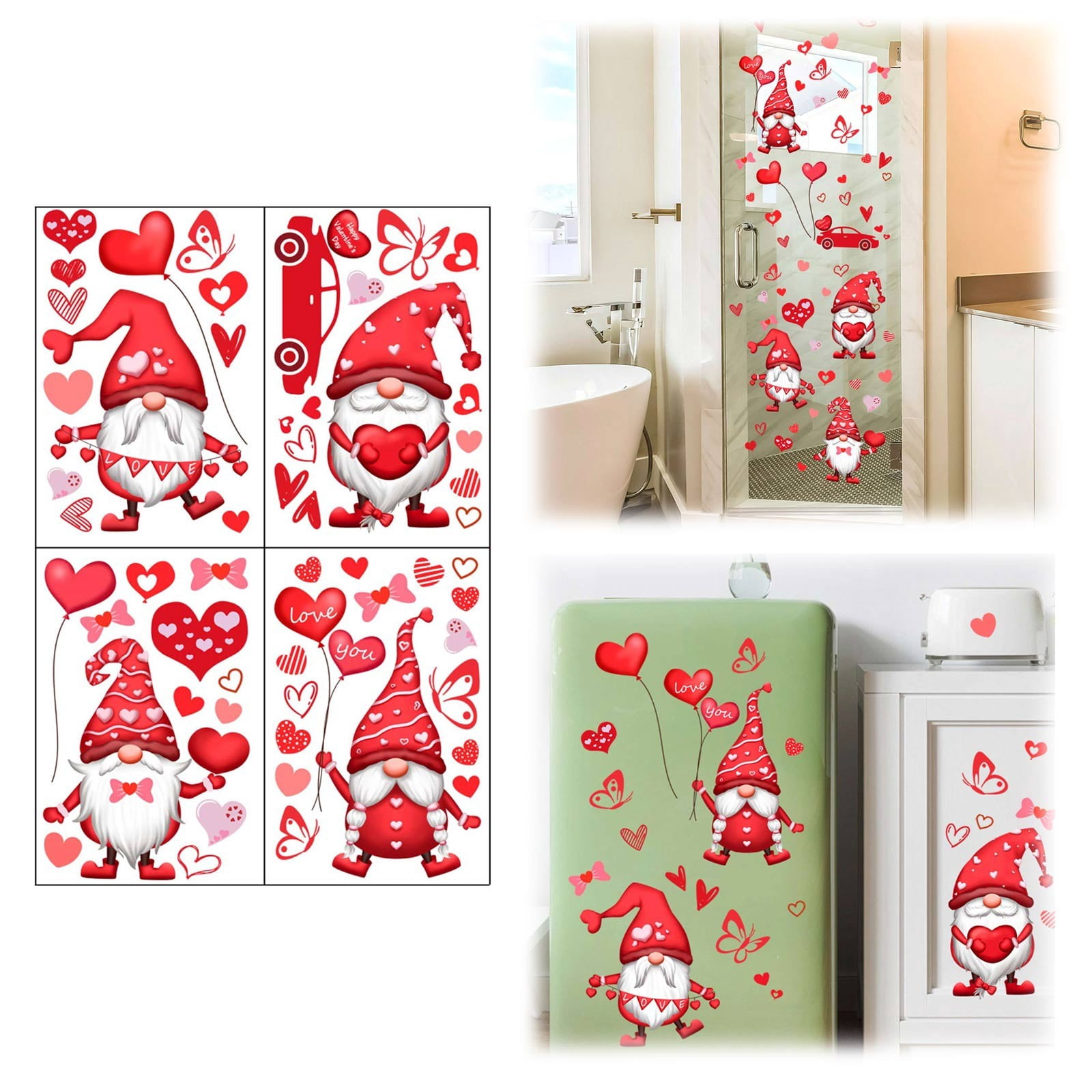 Replio Valentines Day Decor Window Cling Valentine Stickers For Glass Windows Large Valentine Gnomes Heart Window Decoration Decals Gifts