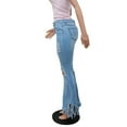 thumbnail image 5 of Flare Jeans for Women Fashion Ripped Hole Fringe Hem Bell Bottom Jeans High Waist Slim Fit Wash Denim Pants Trousers, 5 of 7