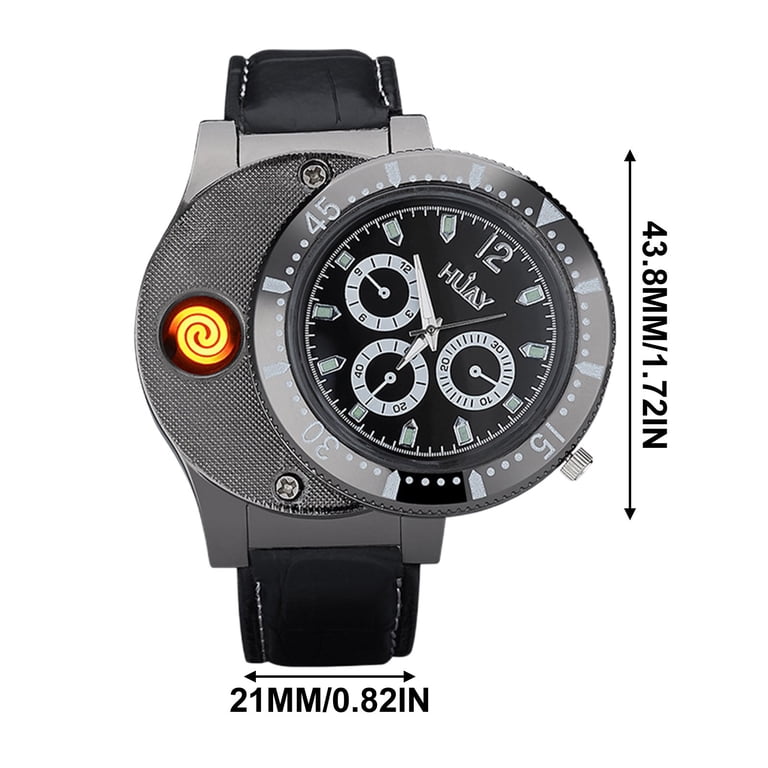 hidden cigarette lighter HDWUEN Mens Watch Hidden Lighter,Rechargeable Cigarette Cigar Lighter  Watch,Cool Windproof Lighter