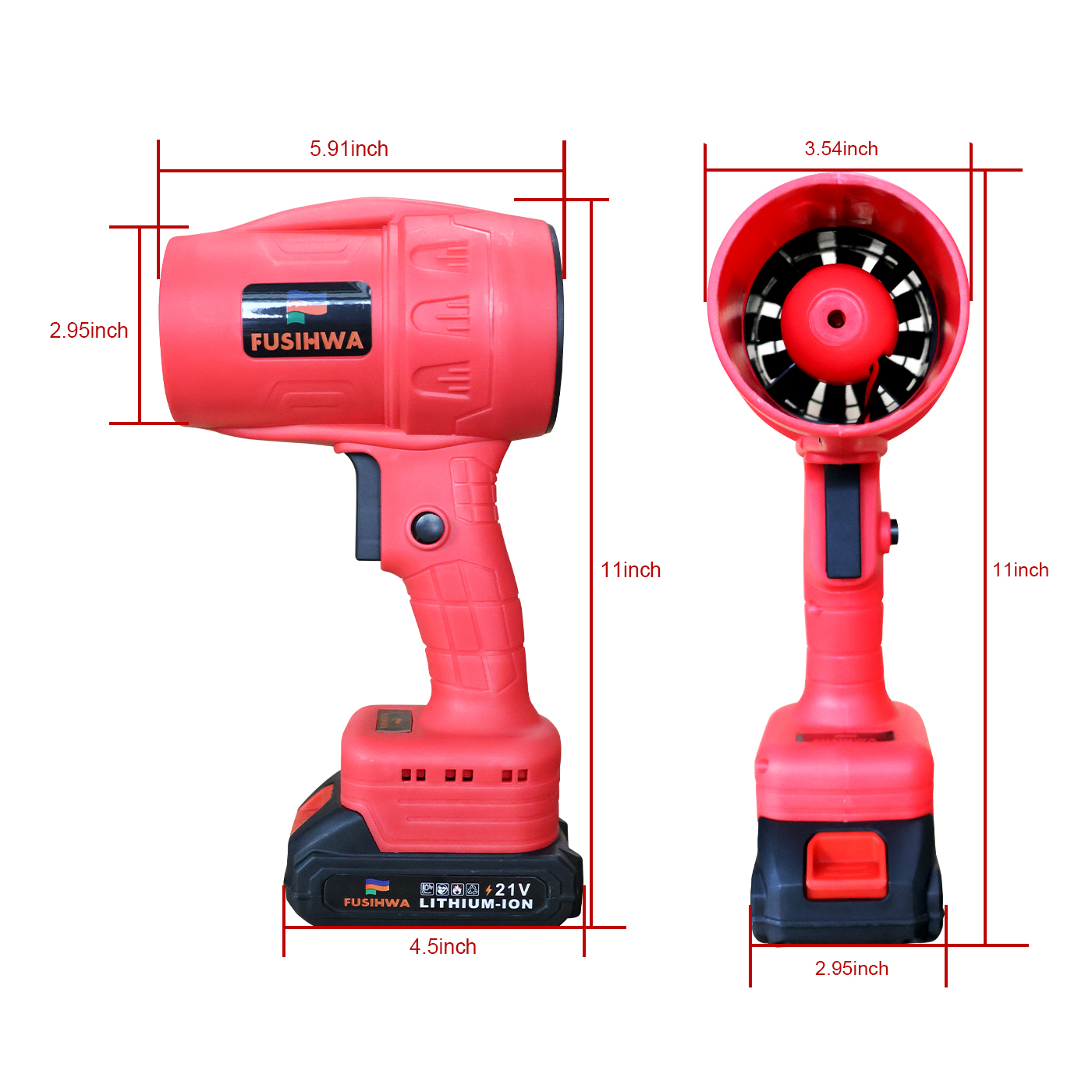 Handheld Mini Cordless Leaf Blower, 21V Battery Cordless Small Leaf Blower for Lawn Care, Patio, Car Dryer, Blowing Leaves and Dust,Battery Powered 400 CFM 100 MPH,Tiny Red Leaf Blowers