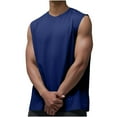 thumbnail image 3 of Wyobmus Mens Workout Gym Tank Top Oversized Sleeveless Cut Off Muscle Shirts High Neck Tshirts Loose Fit Tees S-2X Blue, 3 of 3