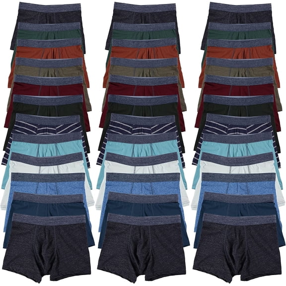 SOCKS'NBULK 36 Pack Of Mens 100% Cotton Boxer Briefs Underwear, Great for Homeless Shelters Donations, Bulk, Assorted Colors
