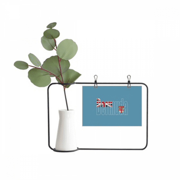Bermuda Country Flag Name Metal Picture Frame Cerac Vase Decor