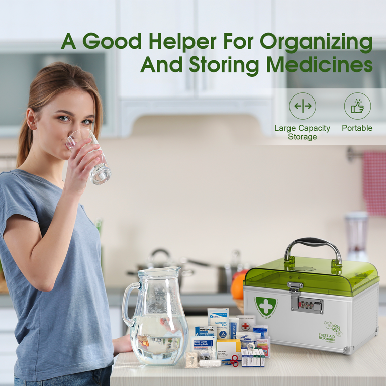 Glosen Portable Medical Lockbox: Medicine Storage with Key Lock