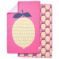 thumbnail image 2 of RITZ Waffle Microfiber Kitchen Towel, 2-Pack Set – Lemons – Vibrant Pink & Yellow Citrus Motif Absorbent Dish Cloths 18" x 28" – 80% Recycled Polyester – Eco-Friendly, Lint-Free, Machine Washable, 2 of 5