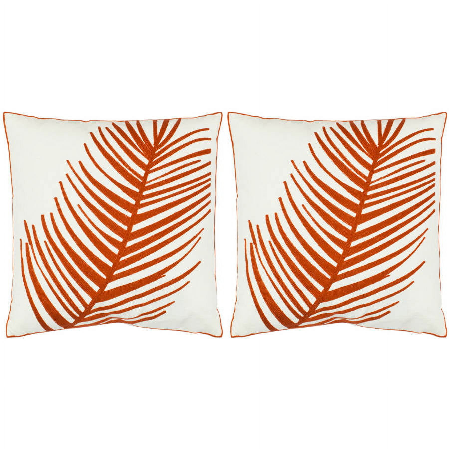 SAFAVIEH Remy Floral Pillow, 18" x 18", Orange, Set of 2