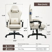 Gtplayer Pro Gaming Chair with Footrest, Dual Bluetooth 5.1 Speakers PVC Leather Recliner, Ivory