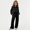 thumbnail image 2 of Enjoytime Girls Outfits Collared Quarter Zip Sweatshirt Pants 2 Piece Set Kids Casual Fashion Long Sleeve Sweatsuit, 2 of 7