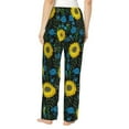 thumbnail image 3 of Uemuo Sunflowers And Blue Flower Pattern Women's Wide Leg Palazzo Lounge Pants with Pockets Light Weight Loose Comfy Casual Pajama Pants-Large, 3 of 9