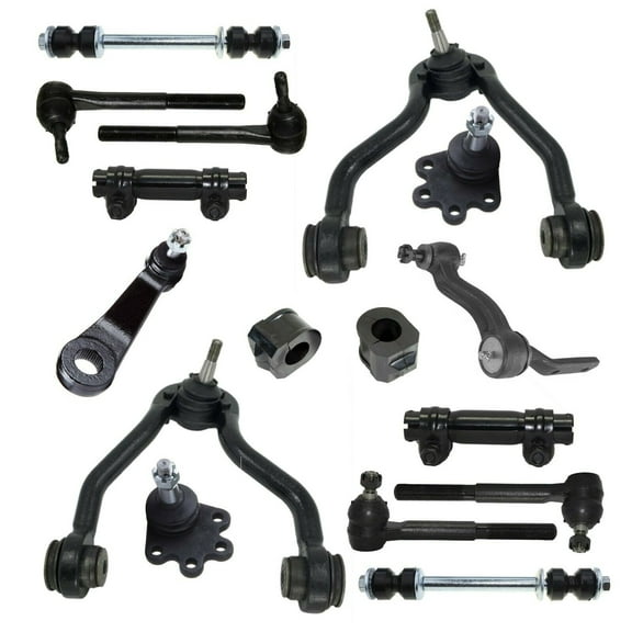 16 Pc Complete Suspension Kit Adjusting Sleeves, Tie Rod Ends, Lower Ball Joints (Bolt On Types), Idler & Pitman Arms, Sway Bar End Links, Upper Control Arms Fits select: 1988-1992 CHEVROLET GMT-400
