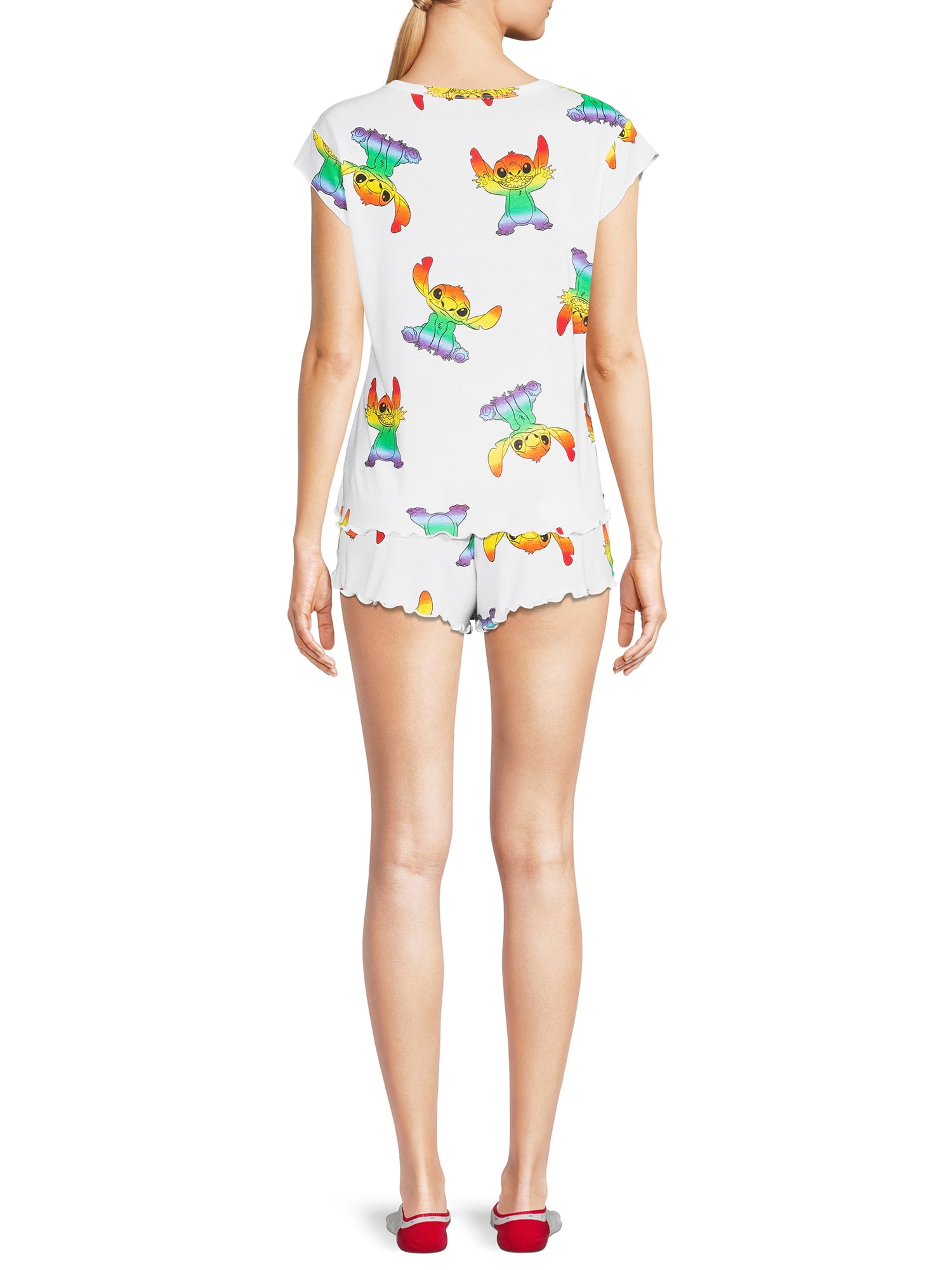 Disney Women's and Women's Plus Stitch Pride Top and Shorts Pajama Set, 3-Piece