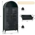 thumbnail image 2 of 71" Tall Arched Kitchen Pantry, Arched Cabinet with LED Lights, Kitchen Storage Cabinets with 2 Large Drawers & Adjustable Shelves & Glass Door for Living Room, Dining Room, Black, 2 of 7