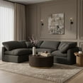 thumbnail image 2 of Meridian Furniture Indulge 129" Linen Fabric L-Shaped Modular Sectional in Black, 2 of 10