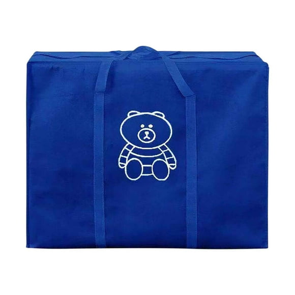 Bolsa de almacenamiento extragrande para estudiantes universitarios en mudanza - Organizador de viaje de algodón resistente para edredones y ropa con cierre de cremallera Aestivo | Azul |