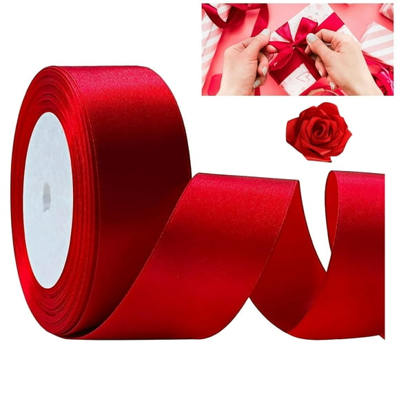 JHEHF Red Solid Satin Ribbon 1/2 Inch Wide for Gift Wrapping Wedding Christmas Valentine'S Day Birthday Bow Making Holiday Party Decoration