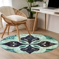 thumbnail image 5 of Abstract Green Black Flowers Round Living Room Rugs 3.3 ft, Vintage Abstract Black Green Flowers Washable Area Rug with Non-Slip Sturdy Edge Binding Round Front Door Mat Floor Carpet for Entryway, 5 of 9