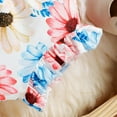 thumbnail image 6 of Odeerbi Baby Boy Girl Clothes Toddler Outfit Fashion Cute Flowers Print Bow Puff Sleeves Pleated Top Shorts Suit Orange, 6 of 9