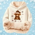 thumbnail image 4 of XUELUO Little Girls Hoodies Long Sleeve Drawstring Hood Fleece Lined Cow Snowflake Print Tops For Cold Weather Warm Soft Clothes, 4 of 5