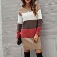 thumbnail image 2 of Lilgiuy Women's Long Sleeves Crew Neck Loose Color Matching Tops Blouse Knitted Sweater, 2 of 5