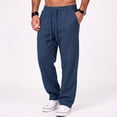 thumbnail image 2 of Men's Jogger Pants Elastic Waist Button Fly Loose Fit Solid Color Casual Sweatpants Lounge Trousers with Pockets, 2 of 7