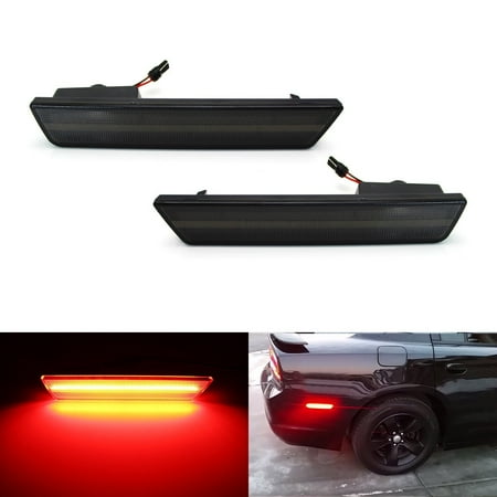 Rear Side Marker Lamp - iJDMTOY (2) Smoked Lens Rear Side Marker Lamps with 36-SMD Red LED Lights For 2008-2014 Dodge Challenger, 2011-2014 Dodge Charger