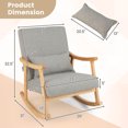 thumbnail image 4 of Costway Set of 2 Rocking Chairs with Pillow Rocking Armchairs with Rubber Wood Frame Grey, 4 of 10