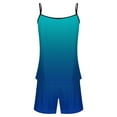 thumbnail image 5 of abtuhar Womens Pjs Sets,Pajamas Sets for Women 2pc,Womens Gradient Sling Sleeveless Tank Splicing Shorts Casual Pajamas Set Sky Blue L, 5 of 5