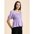 thumbnail image 2 of Moomaya Womens Printed Smocked Top, Puff Elbow Sleeves, Square Neck Top, 2 of 8