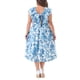 thumbnail image 3 of Vestido Floral de Talla Grande para Mujeres Agnes Orinda con Volantes, Mangas Cortas, Espalda con Lazo, Cuello en V, Midi, 3X, Azul, 3 of 6